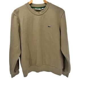 Lacoste Sweatshirt Mens Large FR 5 Tan Pullover Fleece Crewneck Short Fit